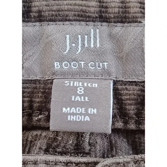 J Jill Corduroy Pants Women 8Tall Bootcut Stretch Chino‎ Brown Stretch Preppy - Picture 6 of 11
